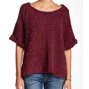Free People Marsala Oversized Tweed Sweater